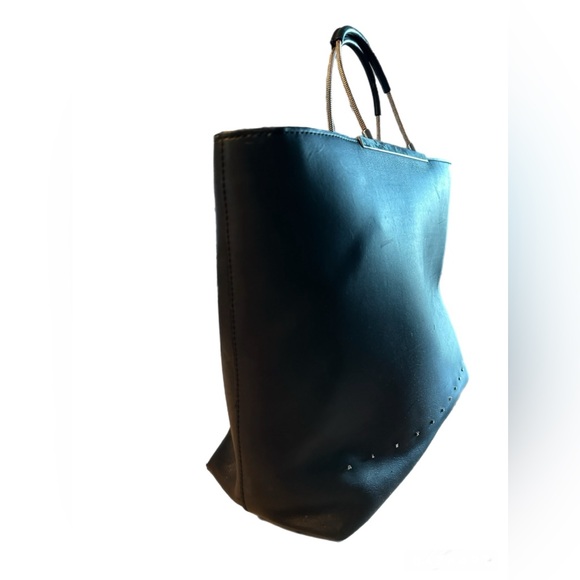 Alexander Wang Black Zip Top Logo Letters Dime Tote Bag - Picture 3 of 13